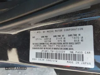 2015 Mazda 3 i Touring with VIN JM1BM1L78F1222039, listed as a IAAI auction lot 42638815 with 79,611 mi miles and . Bid and sale history available at DreamBid. Image 9.