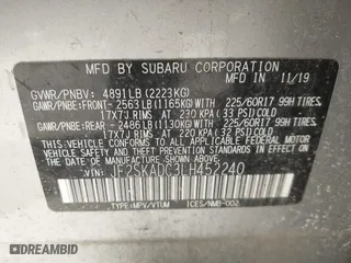 2020 Subaru Forester with VIN JF2SKADC3LH452240, listed as a IAAI auction lot 41795669 with 46,443 mi miles. Bid and sale history available at carsss.com. Image 9.