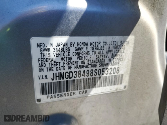 2008 Honda Fit z VIN JHMGD38498S053208, wystawiony jako Copart lot #51540825 z przebiegiem 174 509 mil mil oraz Szkoda całkowita • Salvage title. Historia ofert i sprzedaży dostępna na DreamBid. Obrazek 15.