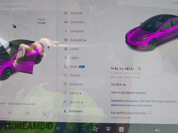 2019 Tesla Model 3 Long Range with VIN 5YJ3E1EB4KF494432, listed as a IAAI auction lot 42009327 with 121,954 mi miles and . Bid and sale history available at DreamBid. Image 7.