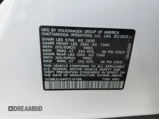 2023 Volkswagen Atlas SEL with VIN 1V2BE2CA4PC216788, listed as a Copart auction lot 65115764 with 13,033 mi miles and Salvage title. Bid and sale history available at DreamBid. Image 13.