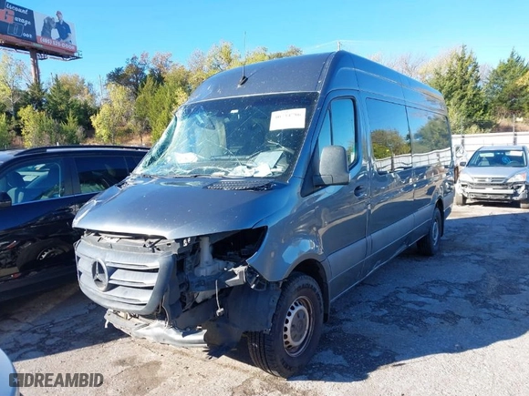 2019 Mercedes-Benz Sprinter Cargo Van with VIN WD4PF1CDXKP124391, listed as a IAAI auction lot 40734786 with 108,238 mi miles. Bid and sale history available at carsss.com. Image 2.