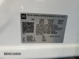 2021 GMC Terrain SLE z VIN 3GKALTEV4ML384525, wystawiony jako Copart lot #59470685 z przebiegiem 52 141 mil mil oraz Szkoda całkowita • Salvage title. Historia ofert i sprzedaży dostępna na DreamBid. Obrazek 13.
