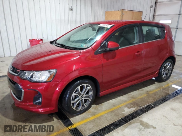 2019 Chevrolet Sonic LT with VIN 1G1JD6SB8K4106291, listed as a Copart auction lot 46584805 with 53,366 mi miles and Salvage title. Bid and sale history available at DreamBid. Image 1.