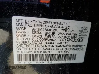 2023 Acura MDX w/Advance Package with VIN 5J8YE1H89PL017541, listed as a Copart auction lot 86187654 with 0 mi miles and Salvage Title. Bid and sale history available at carsss.com. Image 14.