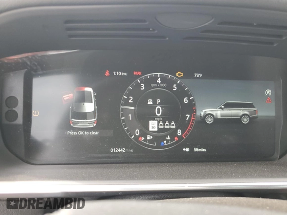 2019 Land Rover Range Rover with VIN SALGR2SU3LA587298, listed as a Copart auction lot 71808184 with 12,442 mi miles and Salvage title. Bid and sale history available at DreamBid. Image 9.