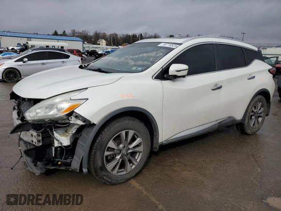 2016 Nissan Murano SV z VIN 5N1AZ2MG7GN140293, wystawiony jako Copart lot #44770525 z przebiegiem 125 263 mil mil oraz Szkoda całkowita • Salvage title. Historia ofert i sprzedaży dostępna na DreamBid. Obrazek 1.