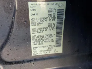 2017 Nissan Titan XD SL with VIN 1N6BA1F27HN547900, listed as a Copart auction lot 76158824 with 148,067 mi miles and Salvage Title. Bid and sale history available at carsss.com. Image 13.