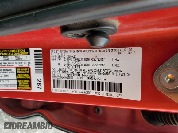 2017 Toyota Tacoma SR5 with VIN 3TMDZ5BN1HM015855, listed as a Copart auction lot 48785845 with 136,218 mi miles and Salvage Title. Bid and sale history available at carsss.com. Image 14.