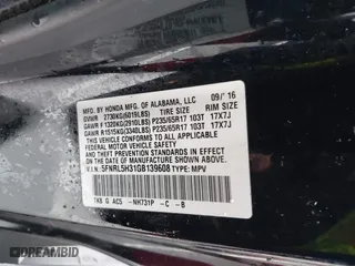 2016 Honda Odyssey SE with VIN 5FNRL5H31GB139608, listed as a IAAI auction lot 41819400 with 109,195 mi miles. Bid and sale history available at carsss.com. Image 9.