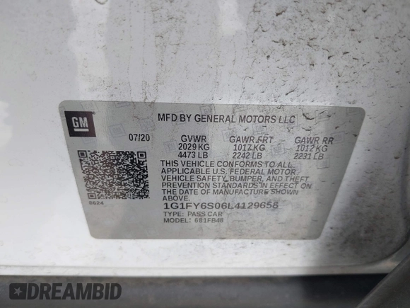 2020 Chevrolet Bolt EV LT z VIN 1G1FY6S06L4129658, wystawiony jako IAAI lot #42372460 z przebiegiem 43 417 mil mil oraz . Historia ofert i sprzedaży dostępna na DreamBid. Obrazek 9.