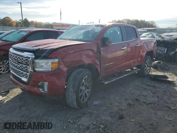 2021 GMC Canyon 2WD Denali with VIN 1GTG5EEN7M1254810, listed as a Copart auction lot 84808244 with 32,726 mi miles and Salvage Title. Bid and sale history available at carsss.com. Image 1.