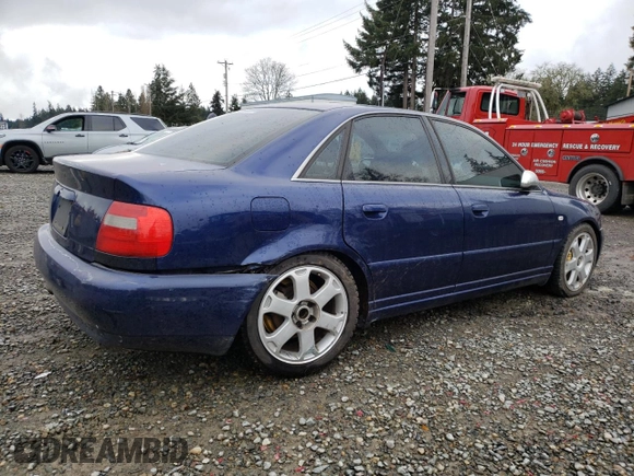2001 Audi S4 with VIN WAURD68D61A133182, listed as a Copart auction lot 46360985 with 221,354 mi miles and Salvage Title. Bid and sale history available at carsss.com. Image 3.
