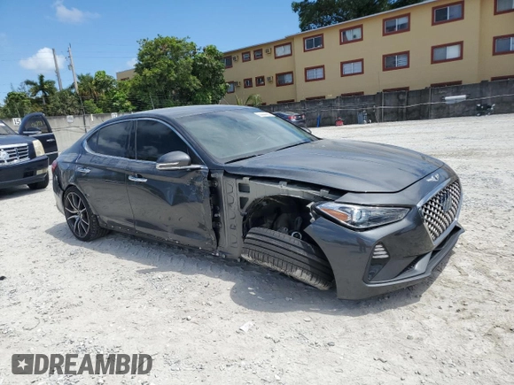 2019 Genesis G70 Sport with VIN KMTG24LA6KU034865, listed as a Copart auction lot 55304455 with 57,087 mi miles and Non repairable. Bid and sale history available at DreamBid. Image 4.