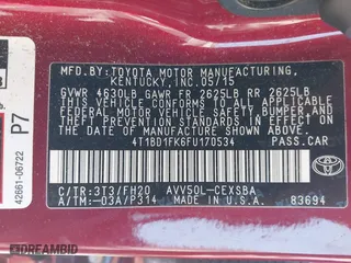 2015 Toyota Camry Hybrid LE with VIN 4T1BD1FK6FU170534, listed as a IAAI auction lot 41211638 with 120,059 mi miles. Bid and sale history available at carsss.com. Image 9.