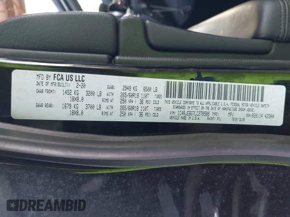 2020 Jeep Grand Cherokee Limited with VIN 1C4RJEBG7LC279588, listed as a IAAI auction lot 40684288 with 55,370 mi miles and . Bid and sale history available at DreamBid. Image 9.