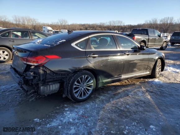 2015 Hyundai Genesis 3.8L with VIN KMHGN4JE9FU018981, listed as a Copart auction lot 87797085 with 0 mi miles and Salvage Title. Bid and sale history available at carsss.com. Image 3.