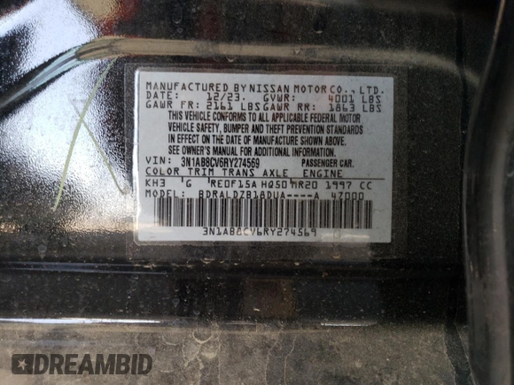 2024 Nissan Sentra SV z VIN 3N1AB8CV6RY274569, wystawiony jako Copart lot #61163335 z przebiegiem 20 300 mil mil oraz Szkoda całkowita • Salvage title. Historia ofert i sprzedaży dostępna na DreamBid. Obrazek 12.