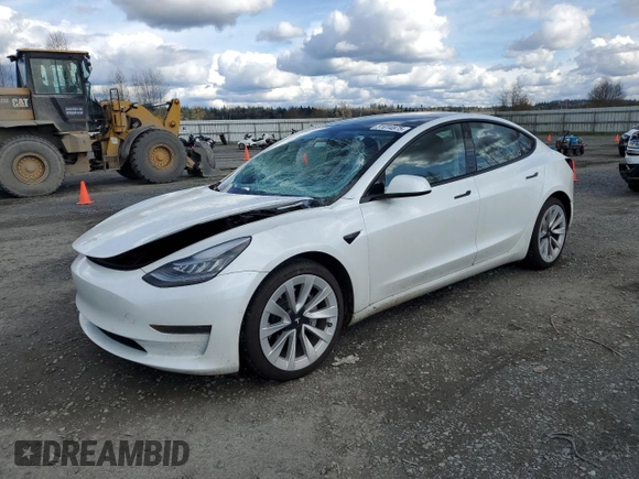 2021 Tesla Model 3 Standard Range Plus with VIN 5YJ3E1EA0MF861546, listed as a Copart auction lot 51014875 with 43,011 mi miles and Salvage Title. Bid and sale history available at DreamBid. Image 1.