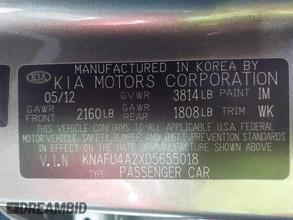 2013 Kia Forte EX with VIN KNAFU4A2XD5655018, listed as a IAAI auction lot 41756357 with 156,819 mi miles. Bid and sale history available at carsss.com. Image 9.