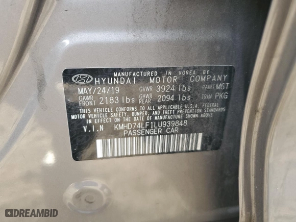 2020 Hyundai Elantra SE with VIN KMHD74LF1LU939848, listed as a Copart auction lot 86991574 with 71,870 mi miles and Salvage Title. Bid and sale history available at carsss.com. Image 14.