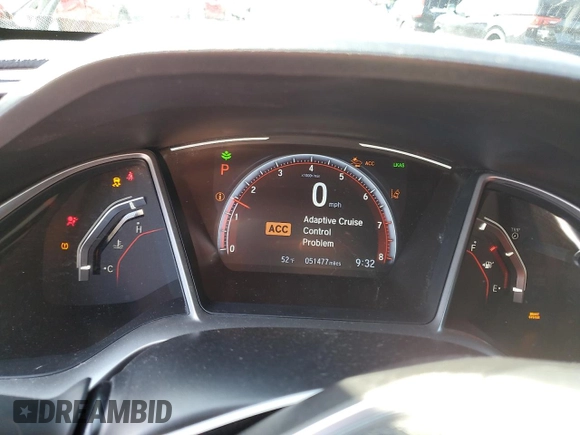 2019 Honda Civic Sport with VIN 2HGFC2F86KH602444, listed as a Copart auction lot 52155755 with 51,477 mi miles and Salvage Title. Bid and sale history available at DreamBid. Image 9.