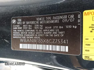 2008 BMW 5 Series 535i with VIN WBANW135X8CZ75341, listed as a IAAI auction lot 41982819 with 164,207 mi miles and . Bid and sale history available at carsss.com. Image 9.