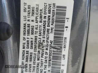 2012 Honda Civic LX z VIN 19XFB2F55CE360542, wystawiony jako Copart lot #59077995 z przebiegiem 139 751 mil mil oraz Szkoda całkowita • Salvage title. Historia ofert i sprzedaży dostępna na DreamBid. Obrazek 12.