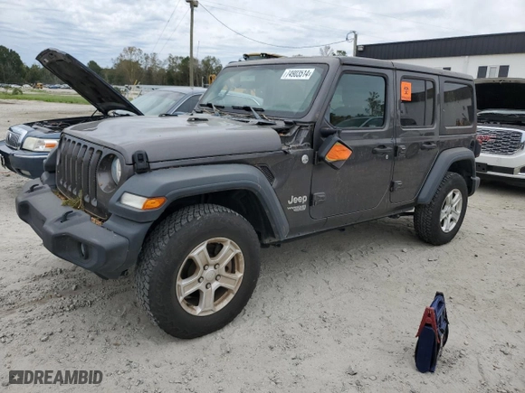 2018 Jeep Wrangler Unlimited Sport with VIN 1C4HJXDN0JW211437, listed as a Copart auction lot 74903514 with 59,139 mi miles and Salvage Title. Bid and sale history available at carsss.com. Image 1.