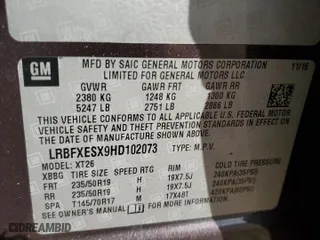 2017 Buick Envision Premium I with VIN LRBFXESX9HD102073, listed as a Copart auction lot 76491084 with 91,107 mi miles and Salvage Title. Bid and sale history available at carsss.com. Image 13.
