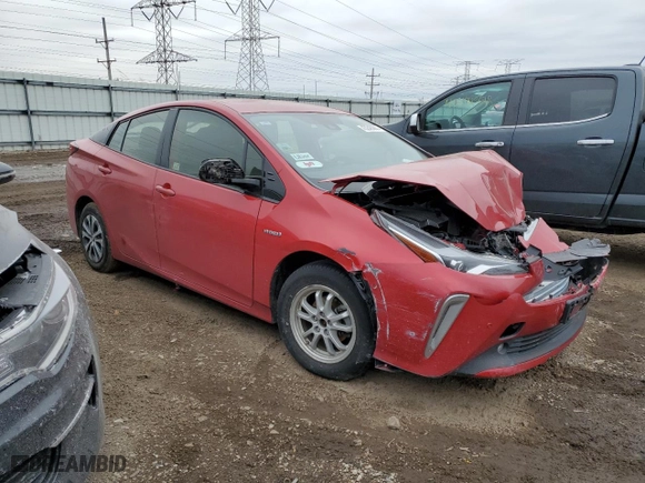 2019 Toyota Prius LE with VIN JTDL9RFU5K3007027, listed as a Copart auction lot 43240065 with 0 mi miles and Salvage Title. Bid and sale history available at carsss.com. Image 4.