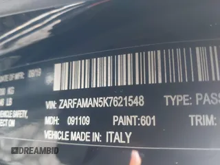 2019 Alfa Romeo Giulia z VIN ZARFAMAN5K7621548, wystawiony jako IAAI lot #41744662 z przebiegiem 63 759 mil mil oraz . Historia ofert i sprzedaży dostępna na DreamBid. Obrazek 9.