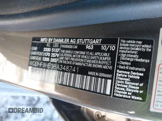 2011 Mercedes-Benz E-Class E 350 Luxury with VIN WDDHF8HB3BA348741, listed as a IAAI auction lot 41424618 with 117,306 mi miles. Bid and sale history available at carsss.com. Image 9.