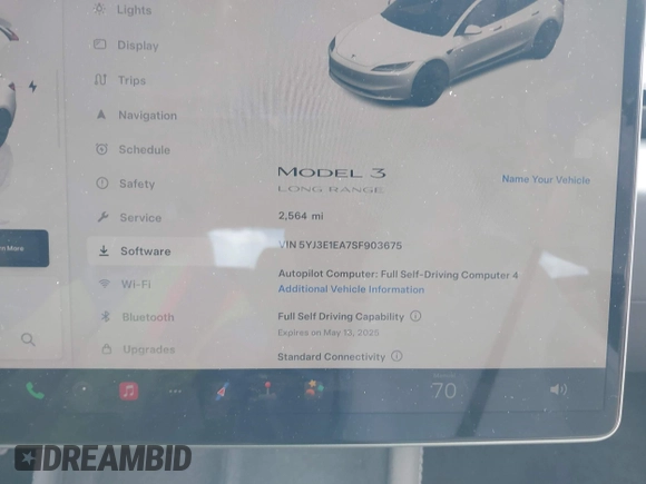 2025 Tesla Model 3 Long Range с VIN 5YJ3E1EA7SF903675, выставлен на аукционе IAAI как лот 42056122 с пробегом 2 564 миль миль и . История ставок и продаж доступна на DreamBid. Изображение 7.