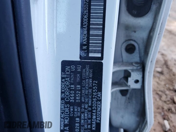 2013 Kia Rio LX z VIN KNADM4A30D6265572, wystawiony jako Copart lot #57632815 z przebiegiem 210 729 mil mil oraz Szkoda całkowita • Salvage title. Historia ofert i sprzedaży dostępna na DreamBid. Obrazek 13.