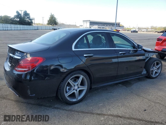 2017 Mercedes-Benz C 300 with VIN 55SWF4KBXHU202385, listed as a Copart auction lot 53499935 with 57,685 mi miles and Salvage Title. Bid and sale history available at DreamBid. Image 3.