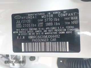 2021 Hyundai Venue SEL with VIN KMHRC8A3XMU064482, listed as a IAAI auction lot 41482558 with 17,205 mi miles and . Bid and sale history available at DreamBid. Image 9.
