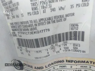 2014 Ford F-150 XL with VIN 1FTFW1CT3EKG17778, listed as a IAAI auction lot 41362619 with 122,963 mi miles. Bid and sale history available at carsss.com. Image 9.