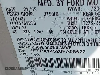 2006 Ford F-150 XLT with VIN 1FTPX14526FA06622, listed as a IAAI auction lot 42401659 with Not provided miles and . Bid and sale history available at DreamBid. Image 9.