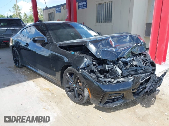 2021 BMW 4 Series M440i xDrive with VIN WBA13AR00MCF61520, listed as a IAAI auction lot 41944350 with 39,631 mi miles and . Bid and sale history available at DreamBid. Image 1.