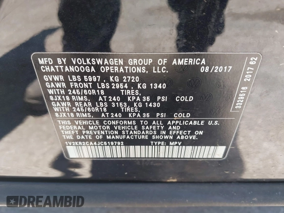 2018 Volkswagen Atlas SE с VIN 1V2KR2CA4JC519792, выставлен на аукционе IAAI как лот 42663715 с пробегом 124 682 миль миль и . История ставок и продаж доступна на DreamBid. Изображение 9.