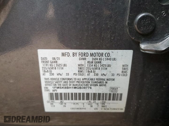 2021 Ford Explorer with VIN 1FMSK8BH1MGB39776, listed as a Copart auction lot 86706374 with 77,902 mi miles and Salvage Title. Bid and sale history available at carsss.com. Image 13.