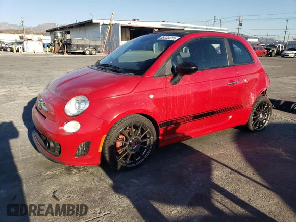 2013 FIAT 500 Abarth with VIN 3C3CFFJH9DT738380, listed as a Copart auction lot 88735915 with 43,977 mi miles and Salvage Title. Bid and sale history available at carsss.com. Image 1.