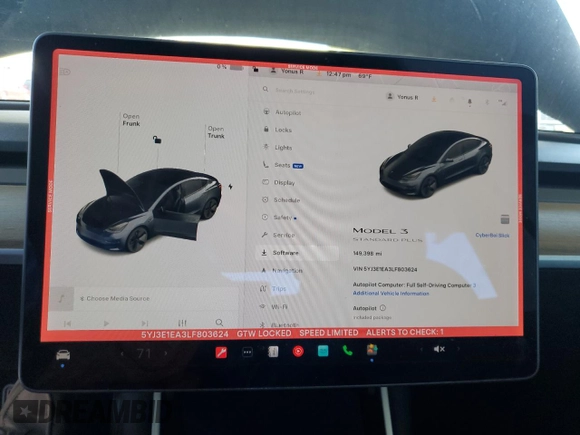 2020 Tesla Model 3 Standard Range Plus z VIN 5YJ3E1EA3LF803624, wystawiony jako Copart lot #56145255 z przebiegiem 149 398 mil mil oraz Szkoda całkowita • Salvage title. Historia ofert i sprzedaży dostępna na DreamBid. Obrazek 9.