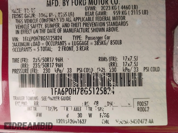 2016 Ford Fusion SE с VIN 1FA6P0H78G5125824, выставлен на аукционе IAAI как лот 42227430 с пробегом 177 837 миль миль и . История ставок и продаж доступна на DreamBid. Изображение 9.
