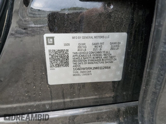 2021 Cadillac CT5 Luxury с VIN 1G6DW5RK2M0112664, выставлен на аукционе Copart как лот 56320875 с пробегом 47 767 миль миль и Списание • Salvage title. История ставок и продаж доступна на DreamBid. Изображение 13.