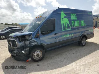 2023 Ford Transit with VIN 1FTRS4XG4PKA49535, listed as a Copart auction lot 70256894 with 21,740 mi miles and Salvage Title. Bid and sale history available at carsss.com. Image 1.
