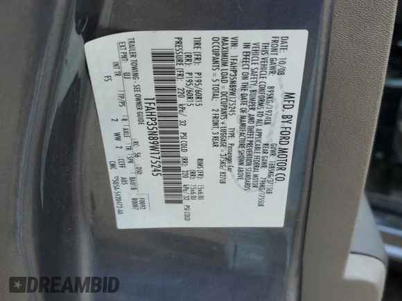2009 Ford Focus SE z VIN 1FAHP35N89W175245, wystawiony jako Copart lot #55505205 z przebiegiem 125 645 mil mil oraz Szkoda całkowita • Salvage title. Historia ofert i sprzedaży dostępna na DreamBid. Obrazek 12.