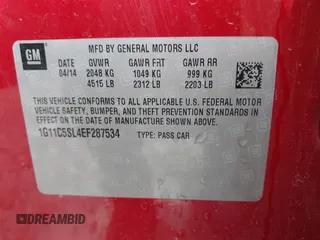 2014 Chevrolet Malibu LT with VIN 1G11C5SL4EF287534, listed as a IAAI auction lot 42119173 with 126,781 mi miles and . Bid and sale history available at DreamBid. Image 9.