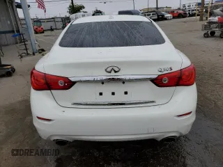 2015 Infiniti Q50 Sport with VIN JN1BV7AP4FM346670, listed as a Copart auction lot 54694985 with 76,347 mi miles and Salvage title. Bid and sale history available at DreamBid. Image 6.